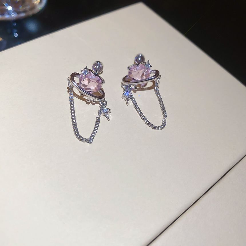 Earring Chain Stud Heart