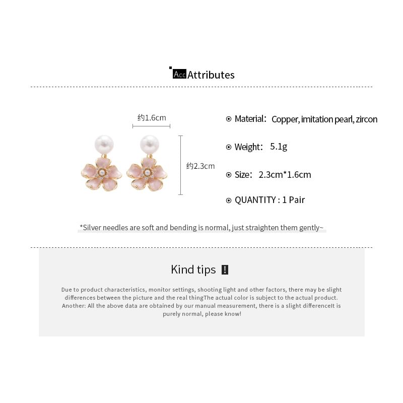 Pearl Floral Earring Faux Drop