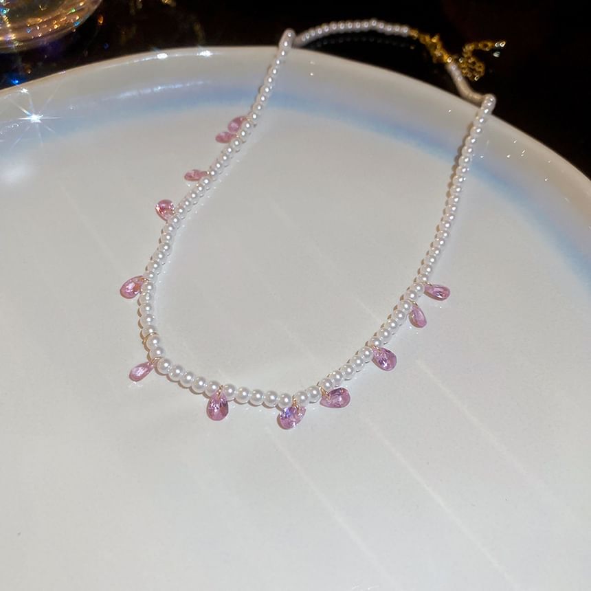 Layered Stud Pearl / Faux Necklace Butterfly Earring