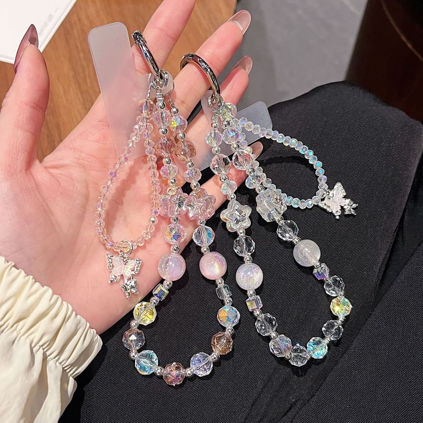 with Strap Butterfly Faux Wrist Beaded Pad Lanyard Crystal Phone