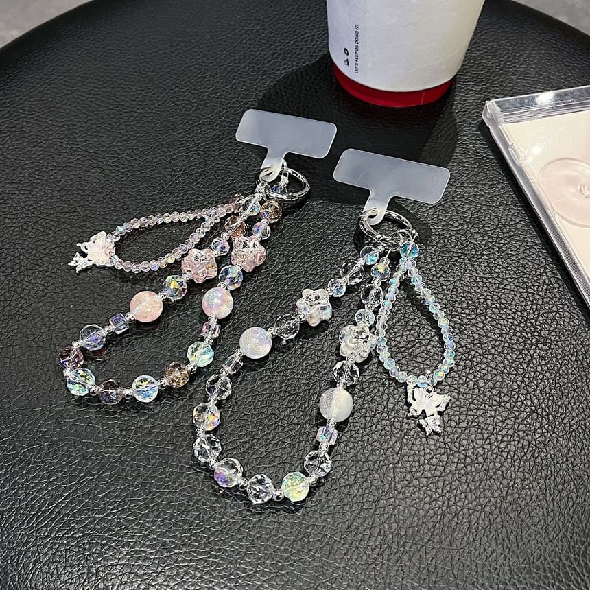 with Beaded Wrist Phone Butterfly Faux Pad Lanyard Crystal Strap