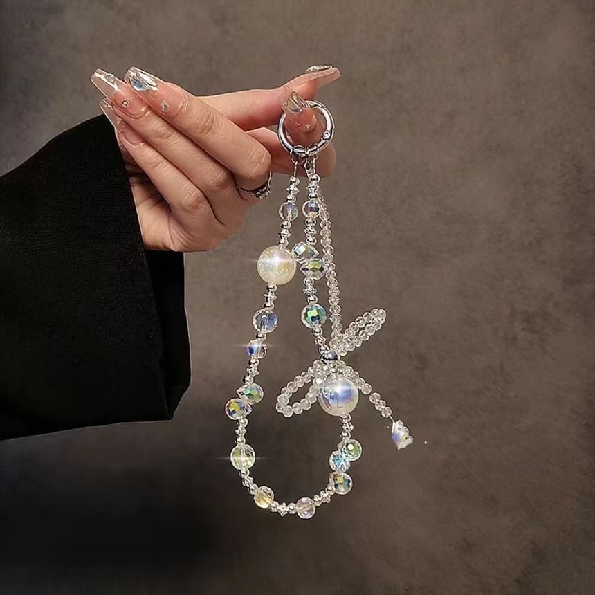 Beaded Bow Crystal Strap Wrist Faux Phone