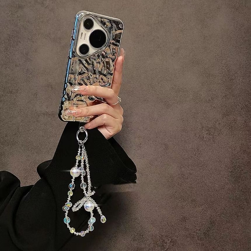 Beaded Bow Crystal Strap Wrist Faux Phone