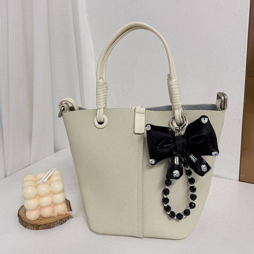 Charm Phone Pearl Pad Bow Faux Lanyard Rhinestone with