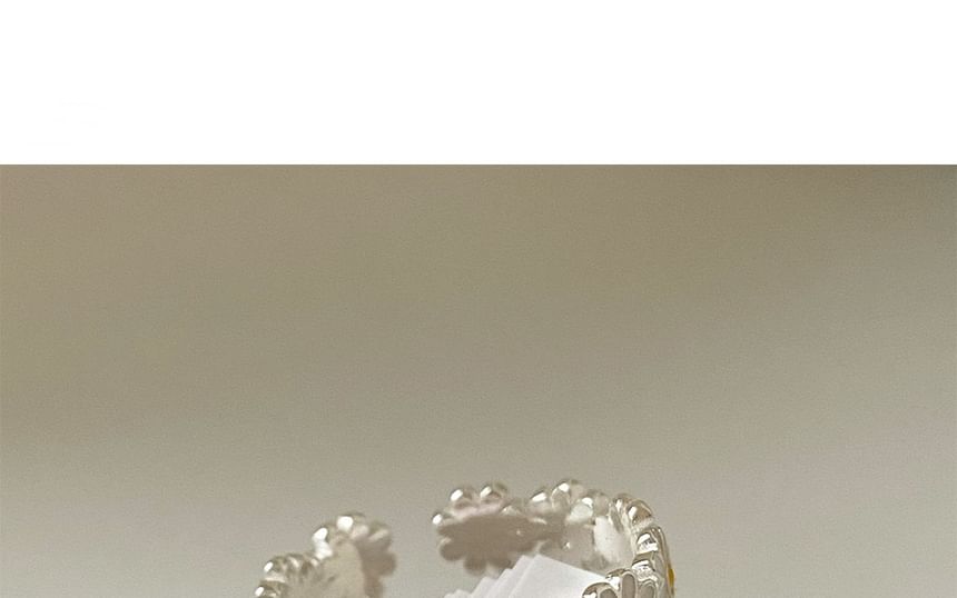 Daisy Silver Sterling Ring 925 Enamel Open