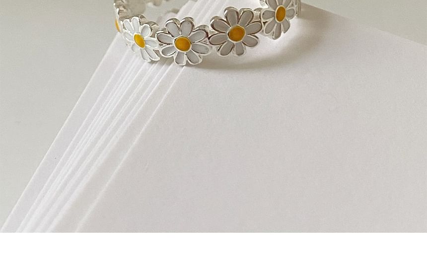 Daisy Silver Sterling Ring 925 Enamel Open