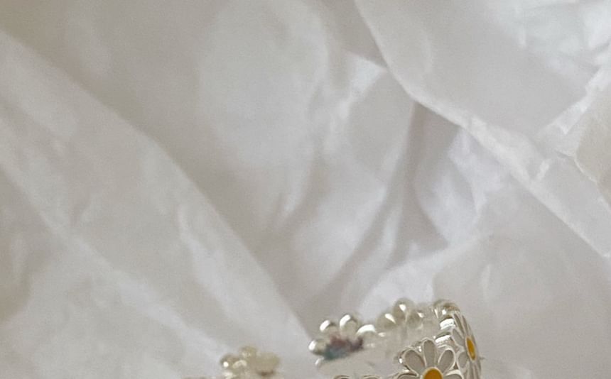 Daisy Silver Sterling Ring 925 Enamel Open
