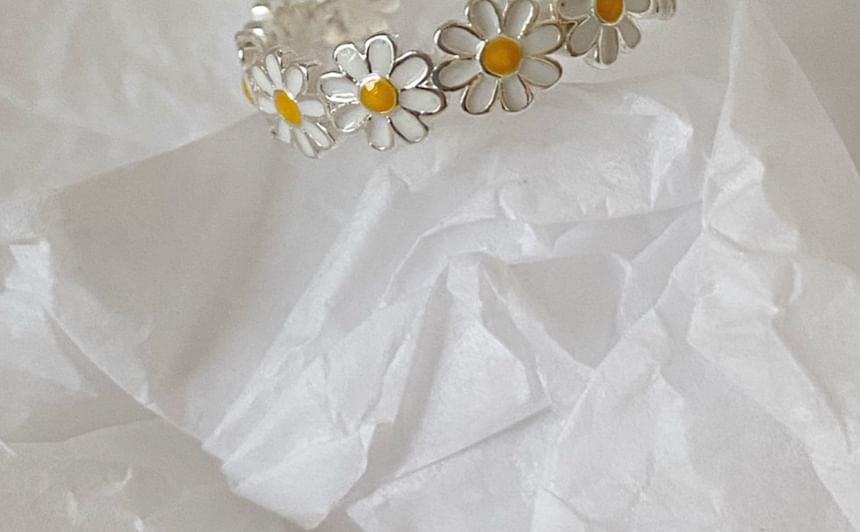 Daisy Silver Sterling Ring 925 Enamel Open