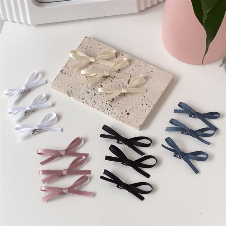 Bow Hair Set of Plain Clip 3: