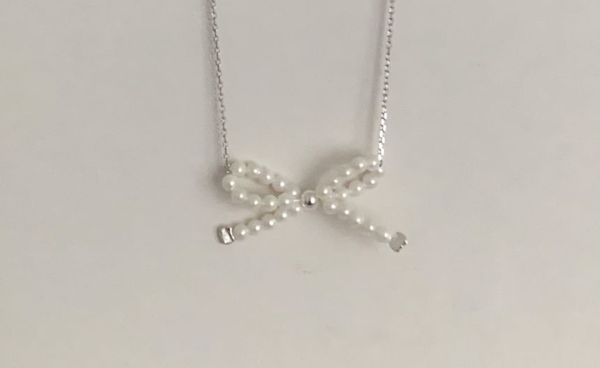 Sterling Beaded 925 Necklace Bow Silver