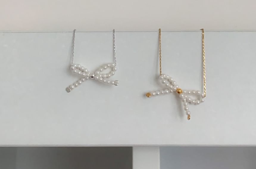 Sterling Beaded 925 Necklace Bow Silver