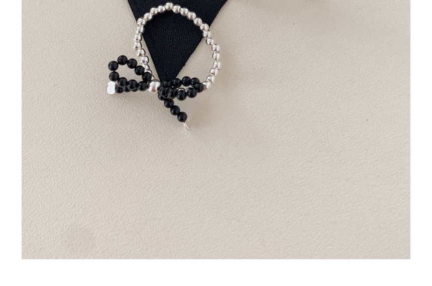 Ring Elastic 925 Bow Beaded Sterling Silver