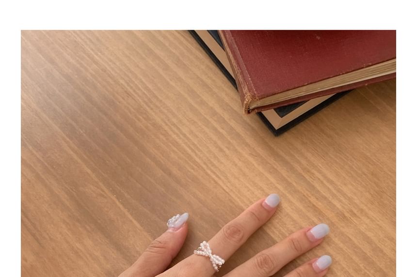 Ring Elastic 925 Bow Beaded Sterling Silver