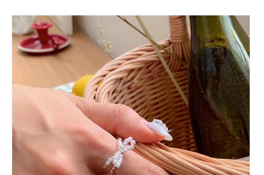 Ring Elastic 925 Bow Beaded Sterling Silver