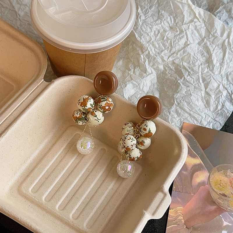 Floral Drop Beaded Earring Fabric Print