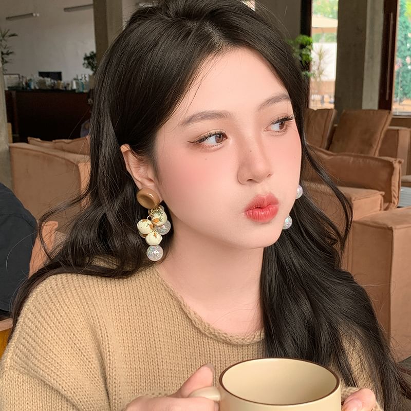 Floral Drop Beaded Earring Fabric Print