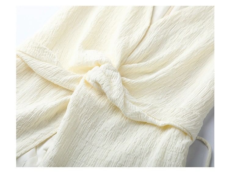 Pants Top Tank High / Plain Rise Knot Wide V-Neck Leg Slit