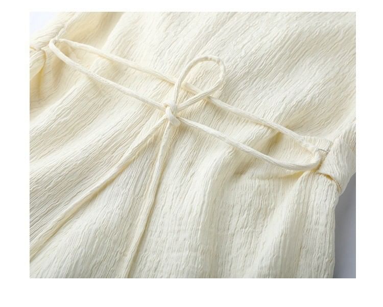 Pants Top Tank High / Plain Rise Knot Wide V-Neck Leg Slit