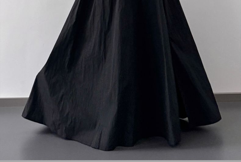 Rise A-Line Plain Skirt Slit Maxi High