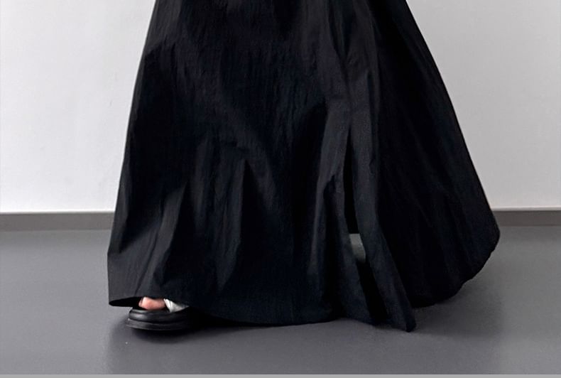 Rise A-Line Plain Skirt Slit Maxi High