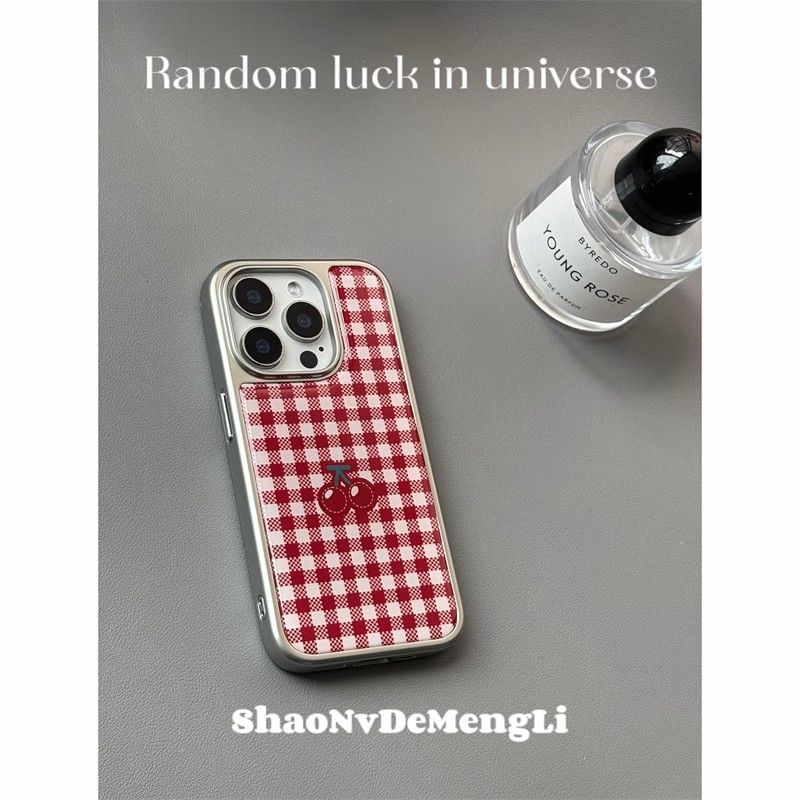 Gingham Print Phone Case Cherry
