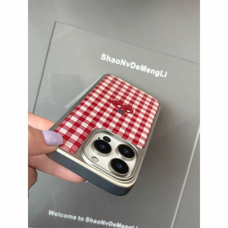 Gingham Print Phone Case Cherry