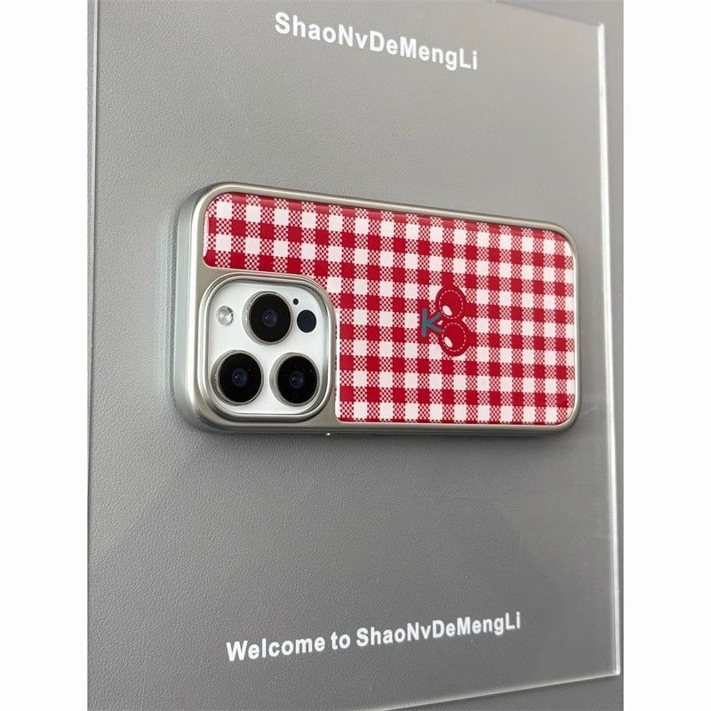 Gingham Print Phone Case Cherry