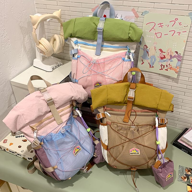 Sac à dos zippé à blocs de couleurs