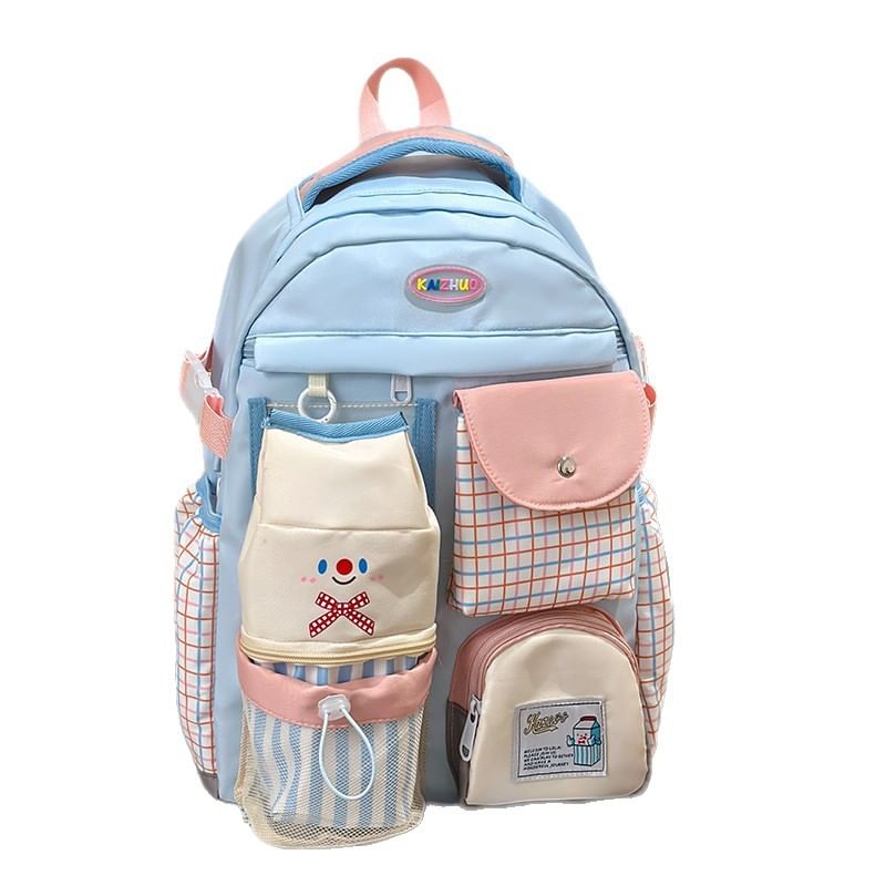 Backpack Zip Plaid Panel