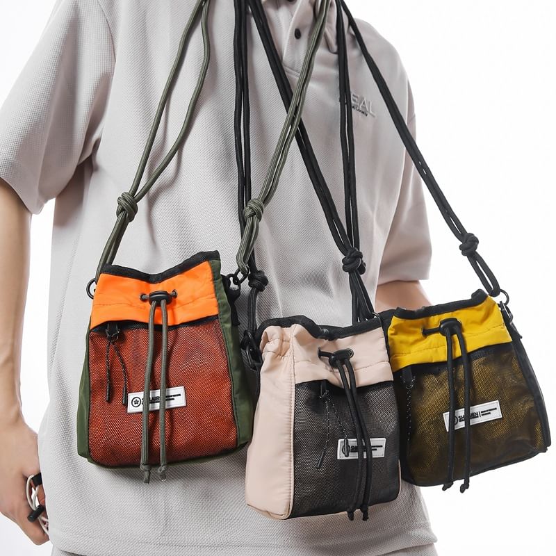 Drawstring Bag Block Crossbody Color