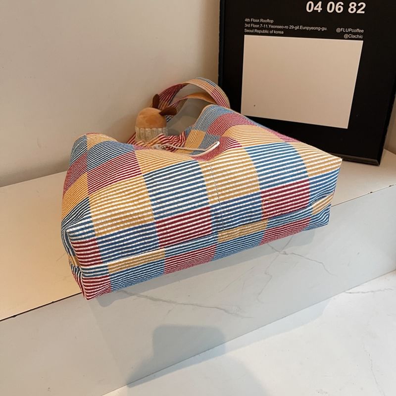 Drawstring Plaid Bag Crossbody