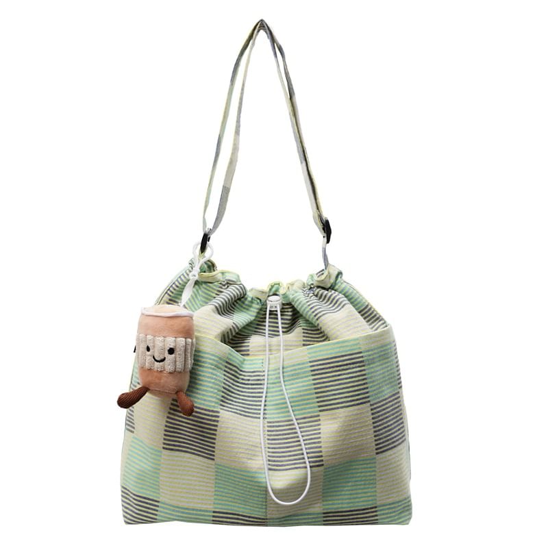 Drawstring Plaid Bag Crossbody