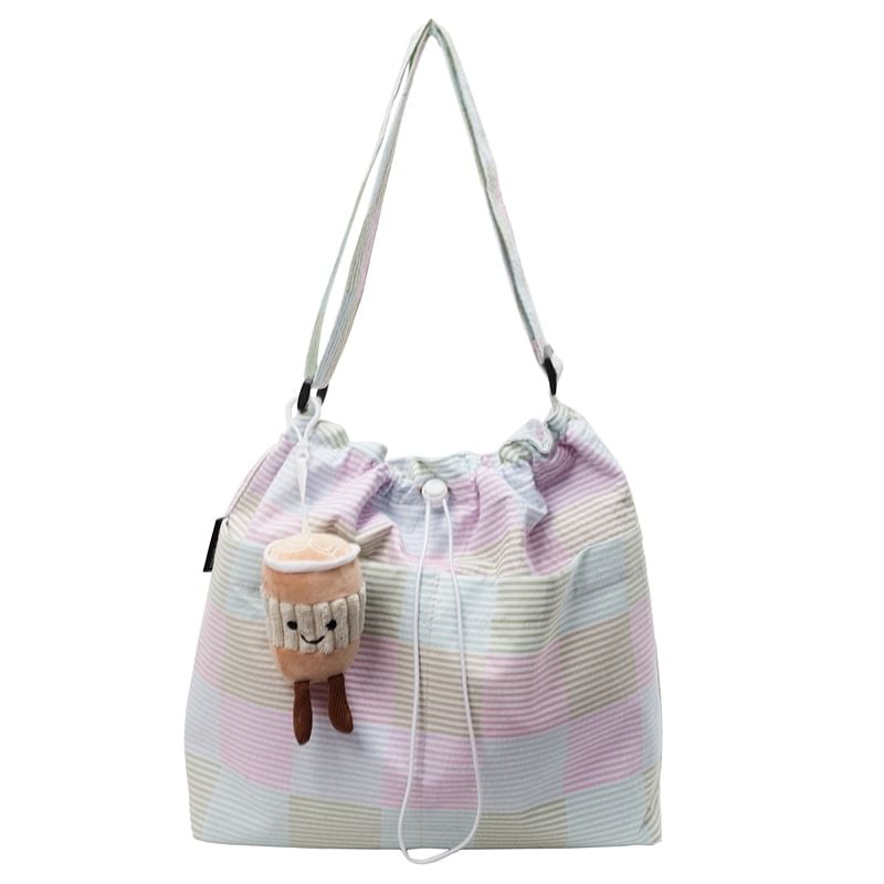 Drawstring Plaid Bag Crossbody