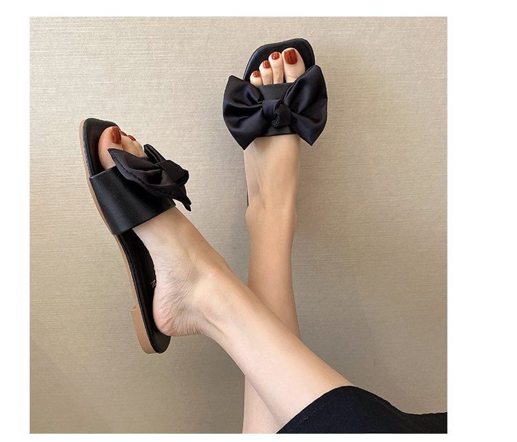 Slide Sandals Satin Bow