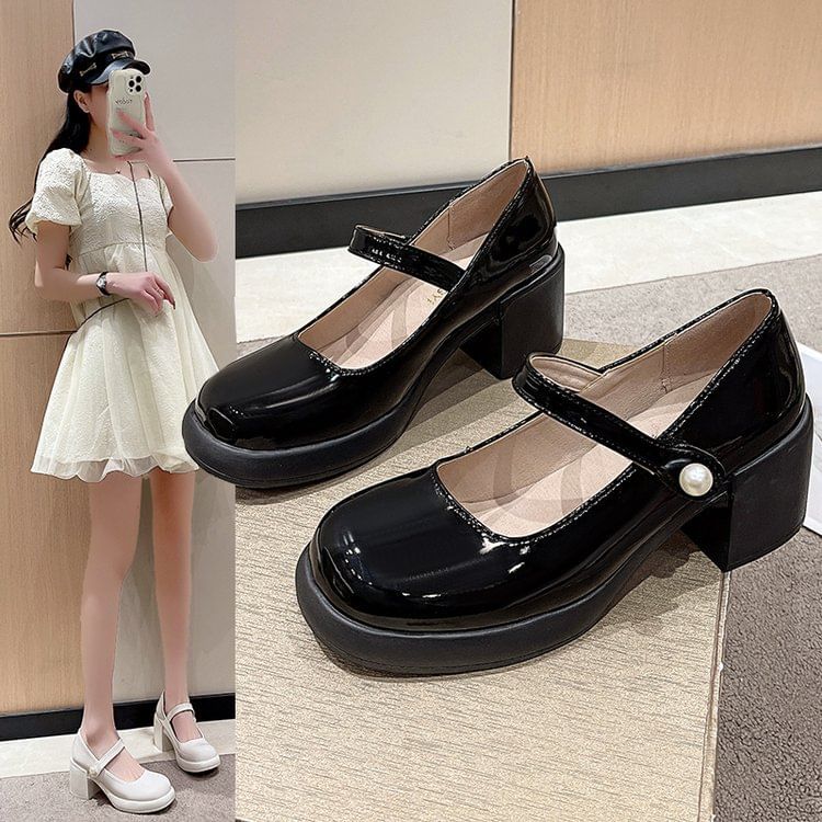 Block Pumps Jane Heel Mary Platform