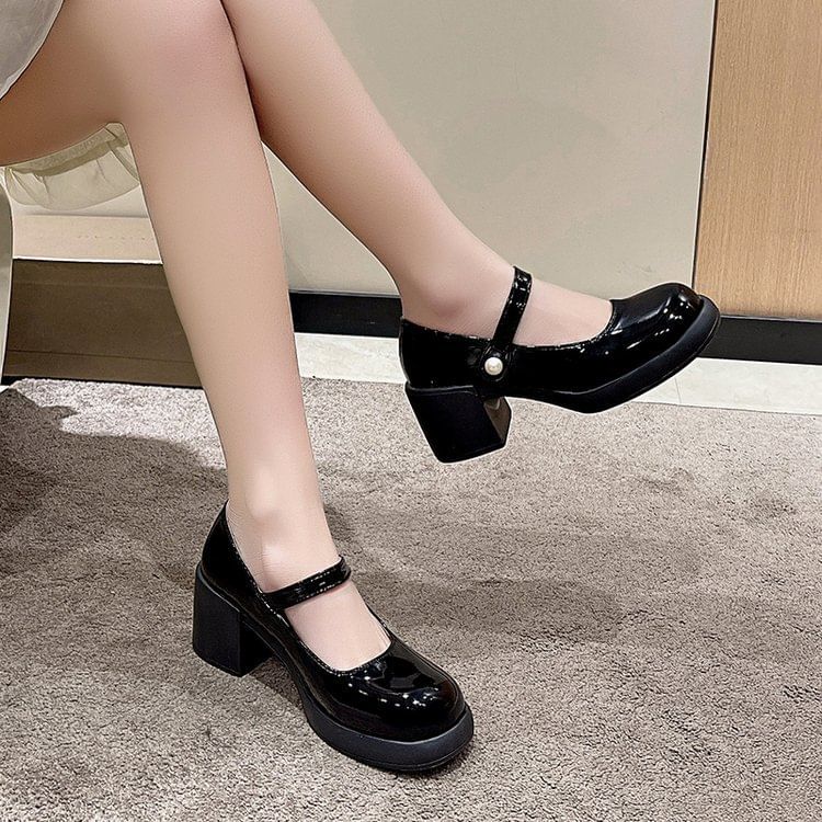 Block Pumps Jane Heel Mary Platform