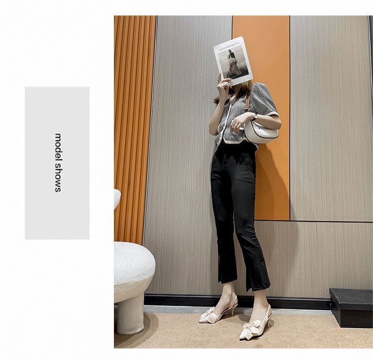 Slingback Bow Pointed Toe Pumps Satin