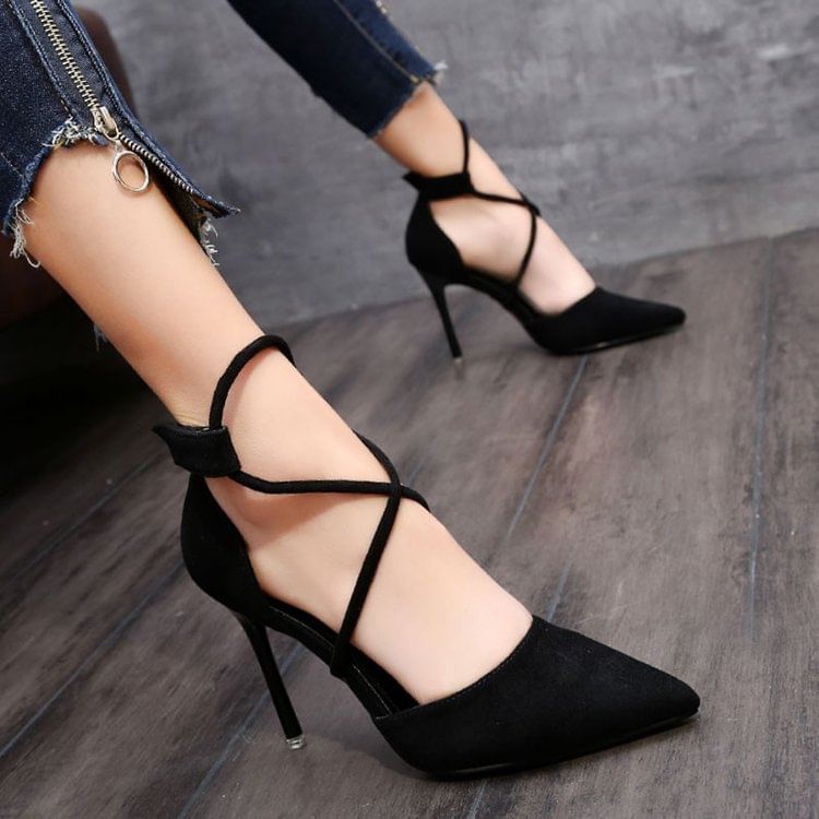 Pumps Pointed Stiletto Strapped Toe