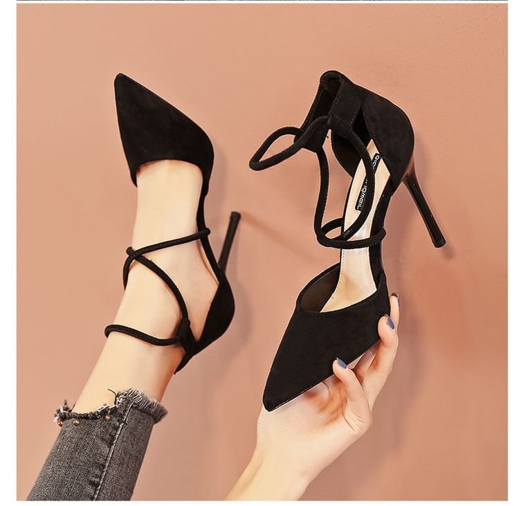 Pumps Pointed Stiletto Strapped Toe