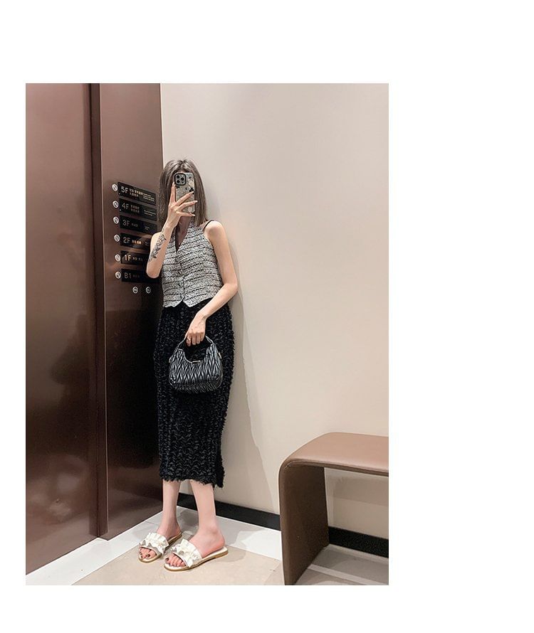 Slide Sandals Ruffle Pearl Faux