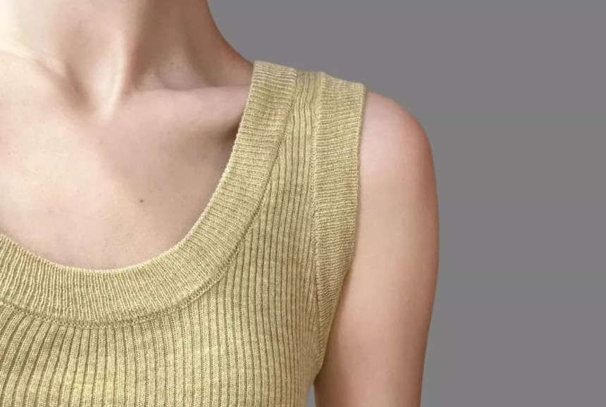 Scoop Knit Neck Top Plain Tank