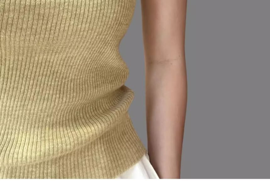 Scoop Knit Neck Top Plain Tank