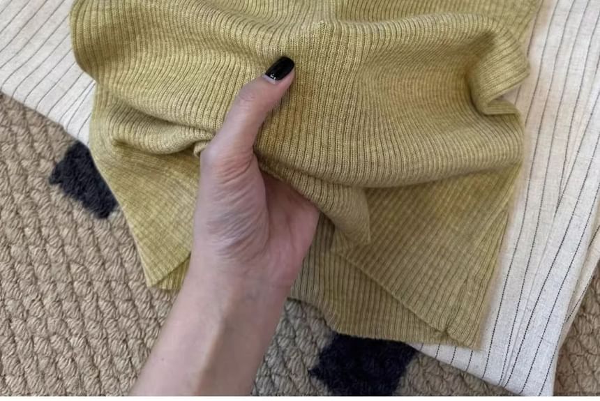 Scoop Knit Neck Top Plain Tank