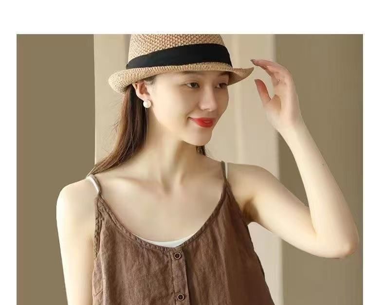 Scoop Buttoned Camisole Neck Plain Top
