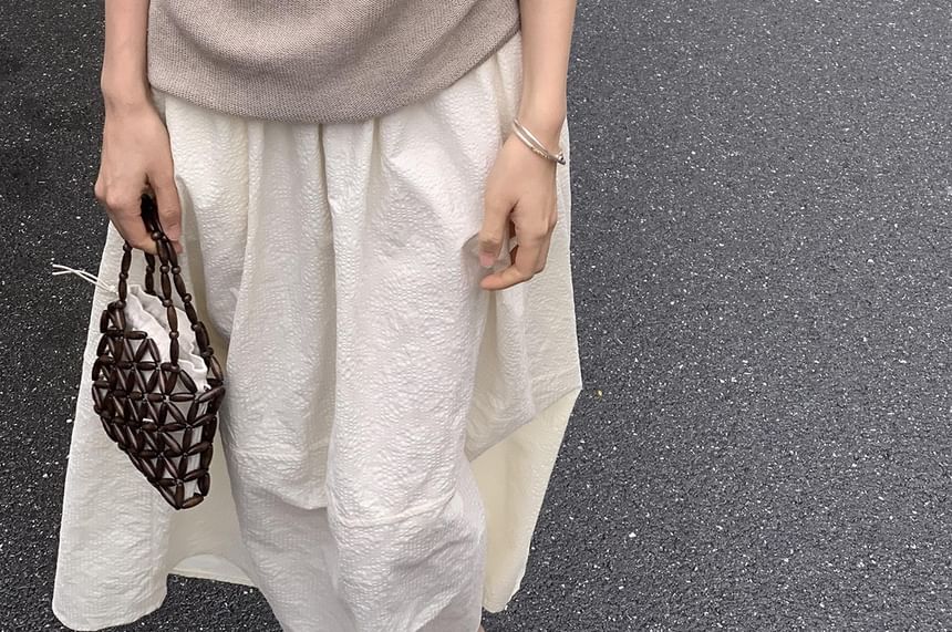 Short-Sleeve Top Knit Off-Shoulder Plain