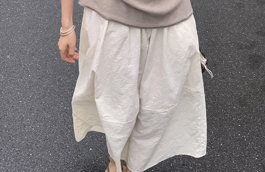 Short-Sleeve Top Knit Off-Shoulder Plain