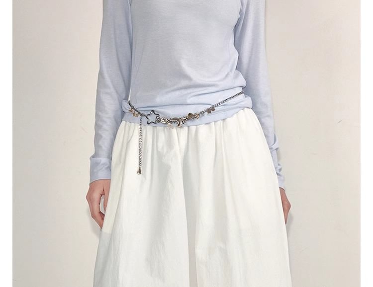 Paperbag Plain Elastic Midi Waist Skirt