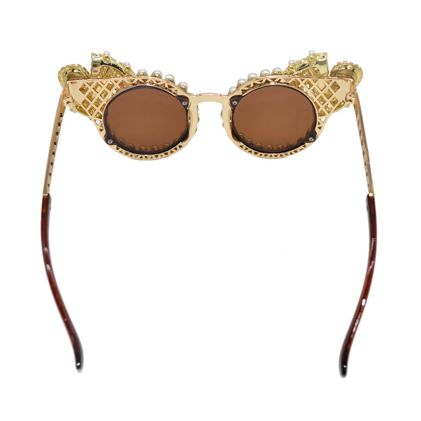 Faux Eye Rhinestone Pearl Sunglasses Cat