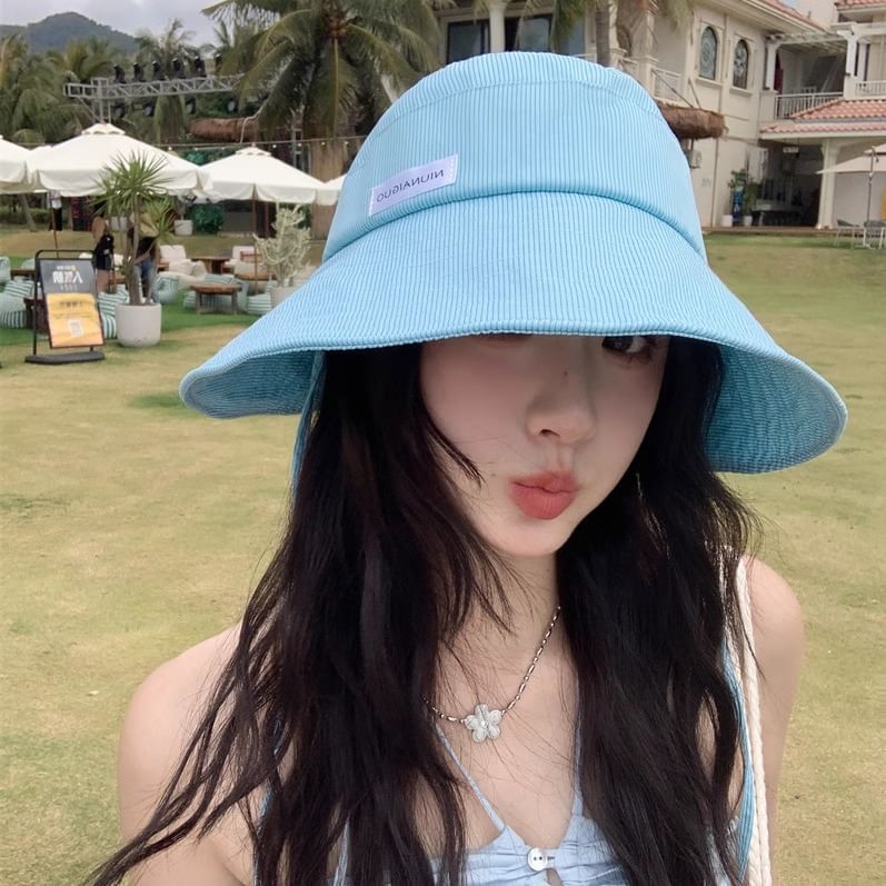 Sun Applique Striped Lettering Hat