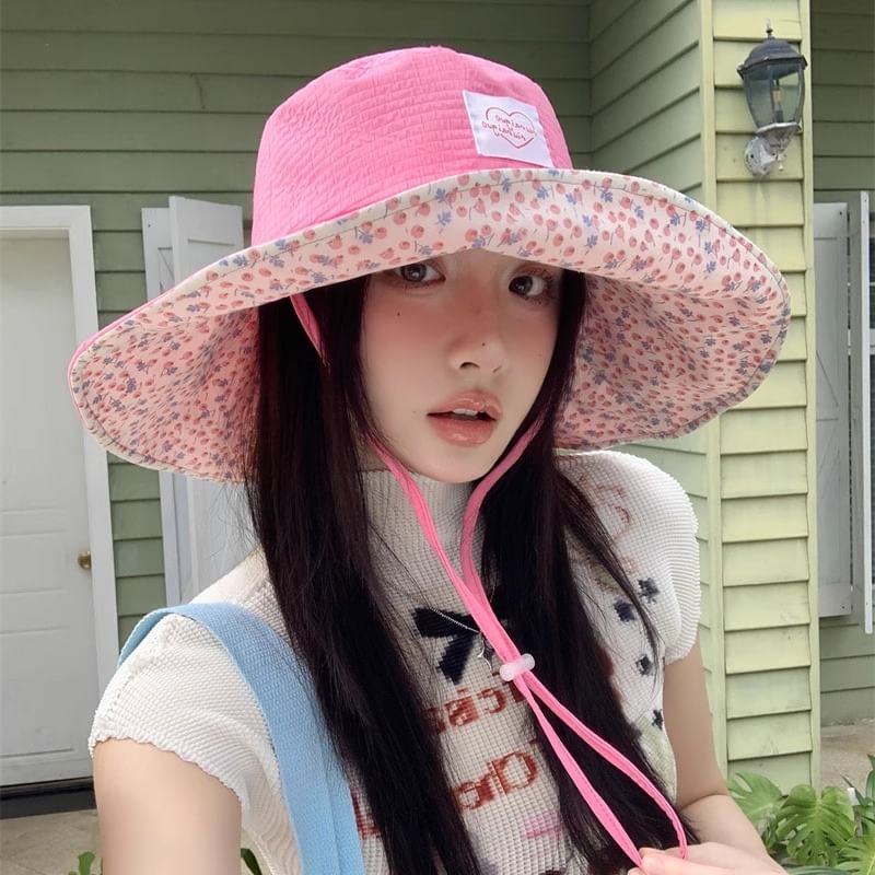 Hat Applique Sun Heart Print Floral